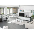 Tavolino da Salotto Elevabile 100x50cm Bianco Cemento con Contenitore