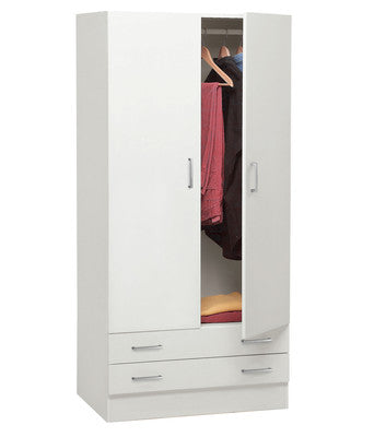 Armadio 2 Ante 2 Cassetti Bianco 82x46x184 cm