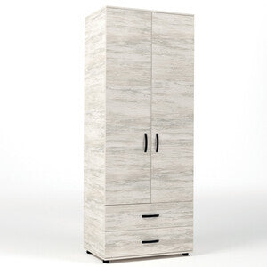 Armadio 2 Ante 2 Cassetti Bianco Venato 80x52x205 cm