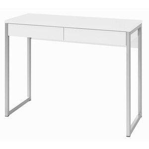 Kit Scrivania Laccata Bianca 2 Cassetti Gambe Metallo