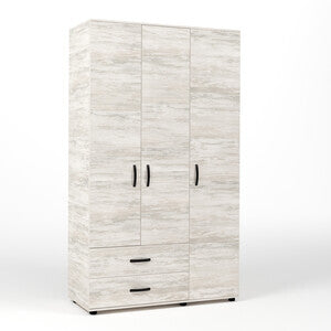 Armadio 3 Ante 2 Cassetti Bianco Venato 120x52x205 cm