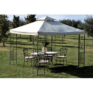 Gazebo Algeri 3x3m Acciaio Decorato Telo Ecru Air-Vent