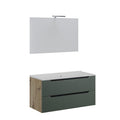Mobile Bagno Comfort 2 Cassetti Cannettato 100 Rovere Verde Salvia