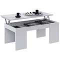 Tavolino da Salotto Elevabile 100x50cm Bianco Lucido con Contenitore