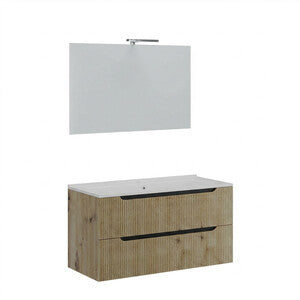 Mobile Bagno Comfort 2 Cassetti Cannettato 100 Rovere Oro
