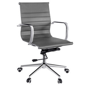 Poltrona Direzionale HW61982GR Grigio Ecopelle Braccioli Metallo