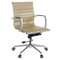 Poltrona Direzionale HW61982BE Beige Ecopelle Braccioli Metallo