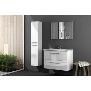 Kit Mobile Bagno Aruba 2 Cassetti 80 Sospeso Bianco Laccato
