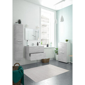 Kit Mobile Bagno Aruba 2 Cassetti 80 Sospeso Cemento