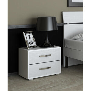 Comodino Modern 2 Cassetti Bianco Frassino 43x36x52 cm