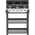 Cucina 5 Fuochi 2 Mensole Bombola 65x49x92 cm Nero