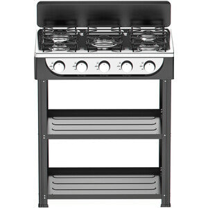 Cucina 5 Fuochi 2 Mensole Bombola 65x49x92 cm Nero
