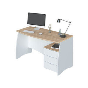 Kit Scrivania Estil con Cassettiera 136x67x74 cm - Rovere e Bianco
