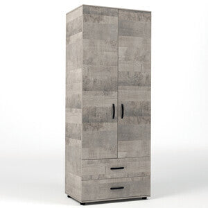 Armadio 2 Ante 2 Cassetti Rovere Platino 80x52x205 cm