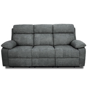 Divano Recliner 3 Posti 198 cm Grigio con Schienale Reclinabile