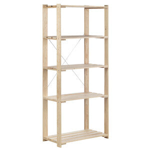 Scaffale In Pino Nova 5 Ripiani 76,5X38,5X174,5 Cm