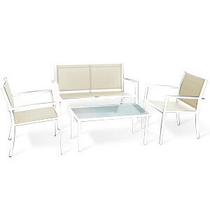 Set 4 Pz Salotto Santiago Acciaio Bianco/Tortora