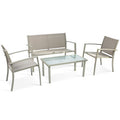 Set 4 Pz Salotto Santiago Acciaio Taupe/Marrone