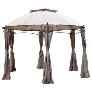Gazebo Casablanca Esagonale 3,5m Acciaio Telo Poliestere Beige Air-Vent