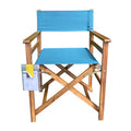 Sedia Regista Legno Acacia Pieghevole Cinema Blu Petrolio
