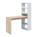 Kit Scrivania Duplo con Libreria 120x53x144 cm Bianco e Rovere