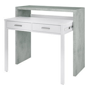 Kit Scrivania Estensibile 99x36x88 cm Bianco e Cemento