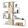 Libreria Zig Zag 4 Ripiani 145x29x145 Cm Bianco e Rovere Canadian