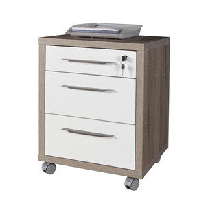 Cassettiera 3 Cassetti Rovere Bianco 49x45x63 cm con Ruote