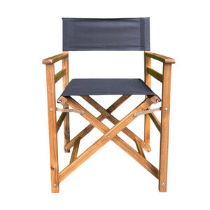 Sedia Regista Legno Acacia Pieghevole Cinema Nero