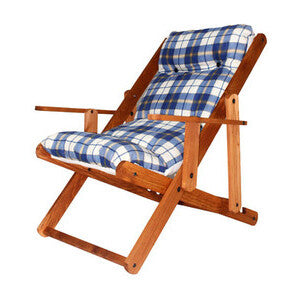 Poltrona Sdraio Pieghevole in Legno con Cuscino Colori Assortiti
