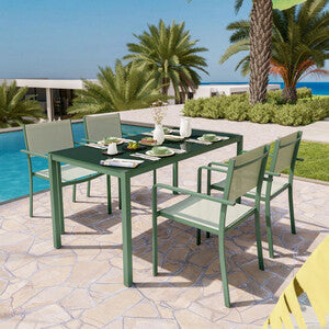 Set Tavolo con 4 Sedie Minimal Verde Salvia