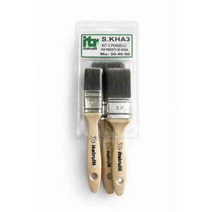 Kit Pennellessa per Acqua Manico Legno 30-40-50 Mm - Confezione da 6 Kit (3 Pz Cad.)
