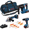 Bosch Kit Trapano Con Percussione + Smerigliatrice + Martello Perforatore 18V