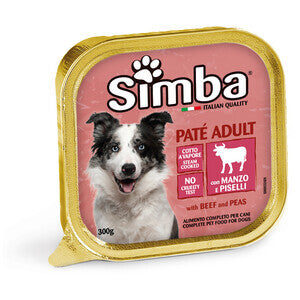 Monge Simba Cibo per Cani Adulti Patè Vitello e Piselli 300g - Confezione da 18 Pezzi
