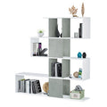 Libreria Zig Zag 4 Ripiani 145x29x145 Cm Bianco Artik e Cemento