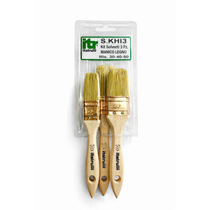 Kit Pennellessa per Solvente Manico Legno 30-40-50 mm Conf. 6 Kit