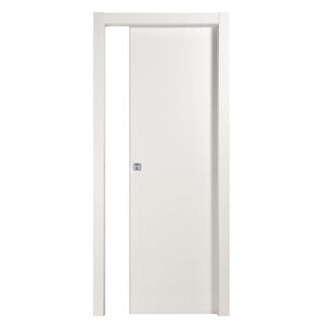 Porta Microtec Scorrevole Interno Muro 60x210 cm Frassino Bianco con Coprifili Telescopici