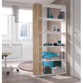 Libreria Alida 5 Vani 90x25x180 Cm Bianco e Rovere