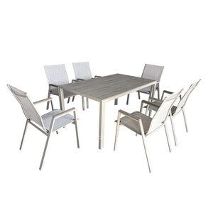 Set Tavolo Con 6 Sedie Steel Wood Beige
