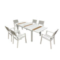 Set Tavolo Estensibile con 6 Sedie Alluminio Ice Bianco