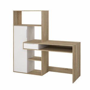 Kit Scrivania Function Plus con Libreria 163x60x155 cm Bianco e Quercia