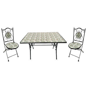 Set Tavolo Rettangolare Mosaico con 2 Sedie Montecarlo