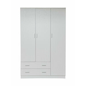 Armadio Space 3 Ante 2 Cassetti Bianco Frassino 116x50x200 cm