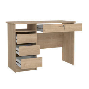 Kit Scrivania Function Plus Quercia 109x48 cm - 4 Cassetti con Serratura