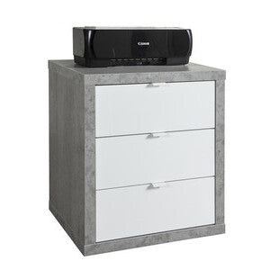 Cassettiera Pratico 3 Cassetti Cemento Bianco 55x45x66 cm