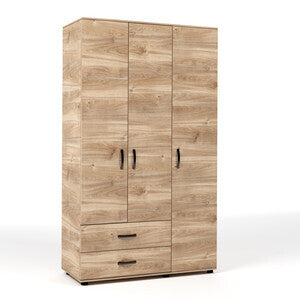 Armadio 3 Ante 2 Cassetti Rovere Miele 120x52x205 cm