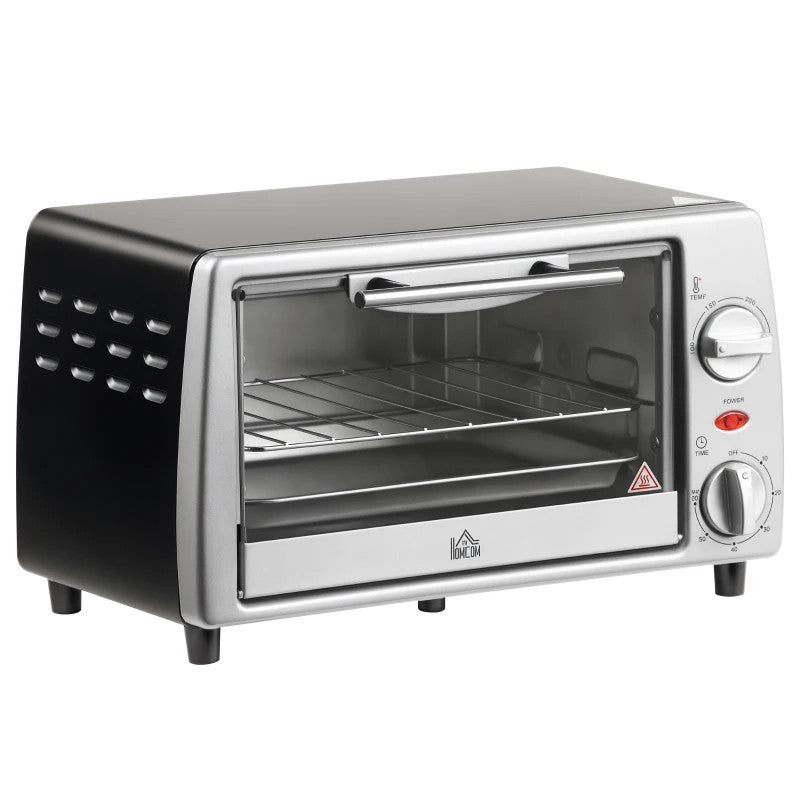 Art.OUT0102 Fornetto Elettrico 10L 750W con Griglia e Teglia Argento Nero
