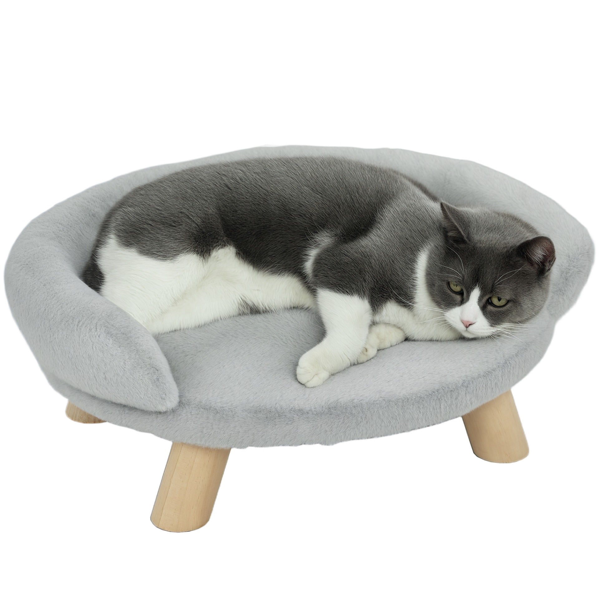 OUT002 Cuccia divanetto sfoderabile in peluche con schienale 47x40x20 cm grigio