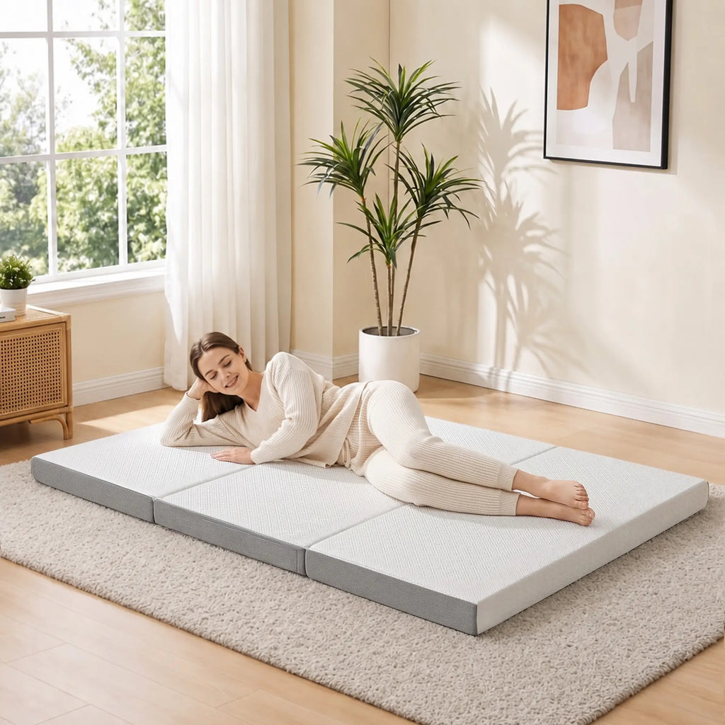Materasso Pieghevole Memory Foam 195x120cm 10cm Grigio