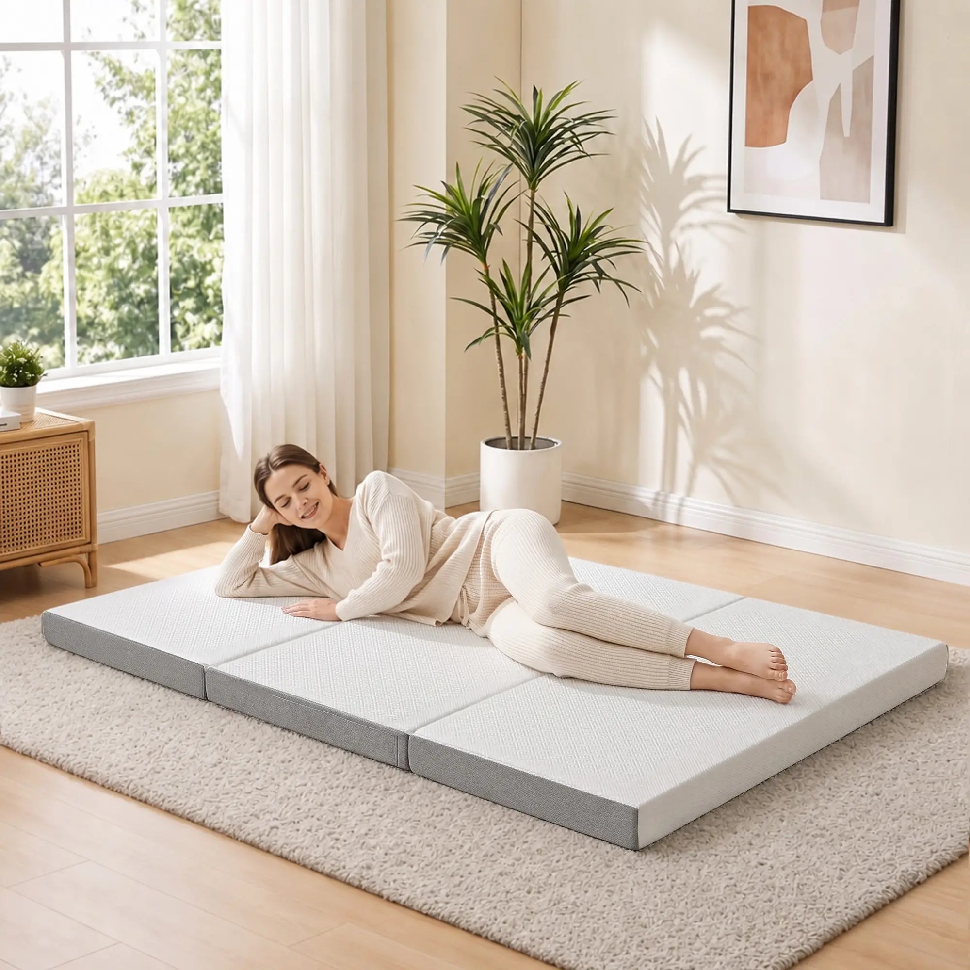 Materasso Pieghevole Memory Foam 195x120cm 10cm Grigio
